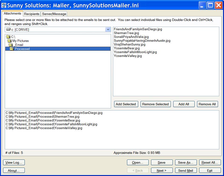 Mailer Attachments Tab Screenshot