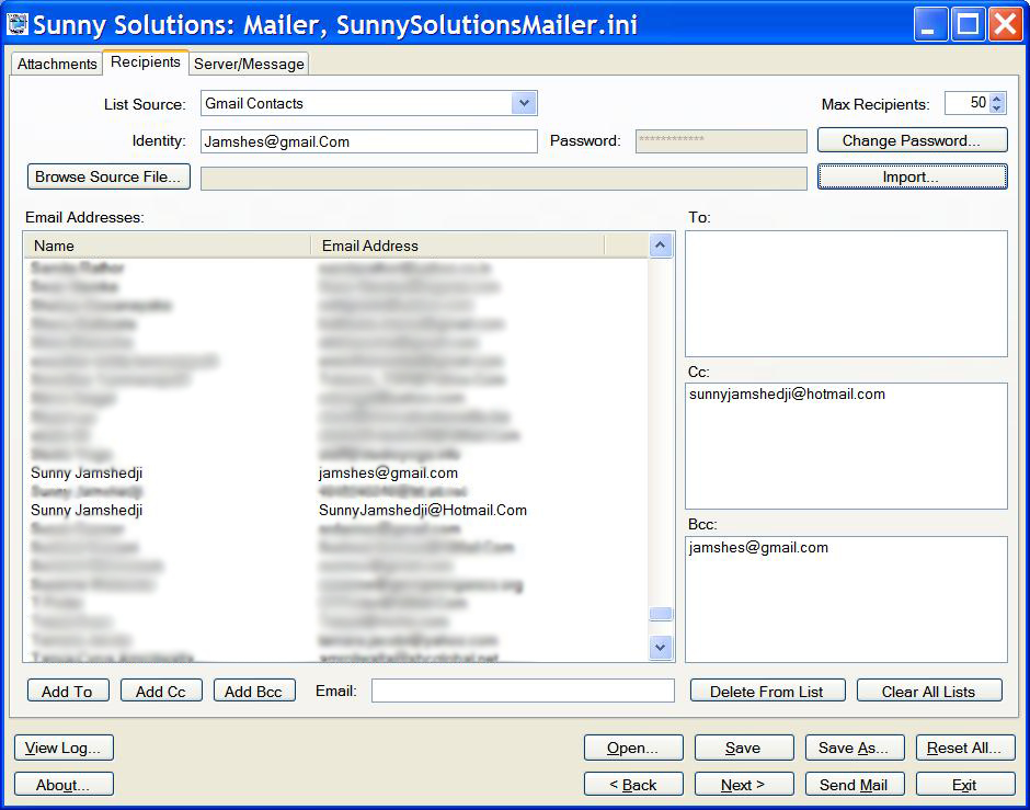 Mailer Recipients Tab Screenshot